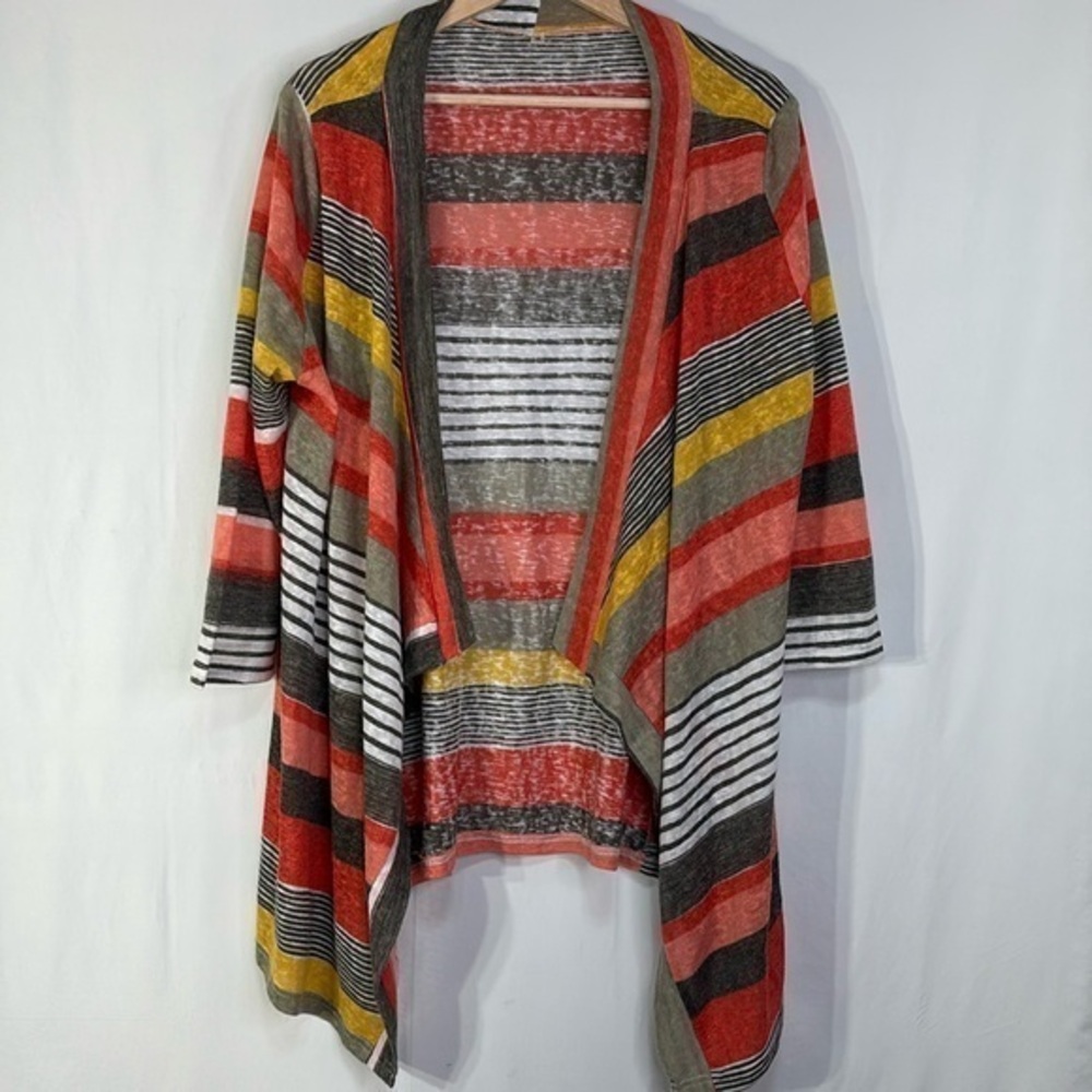 🌽 multicolor multi striped waterfall front cardigan